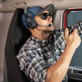 Trucker wearing blackandgray headset